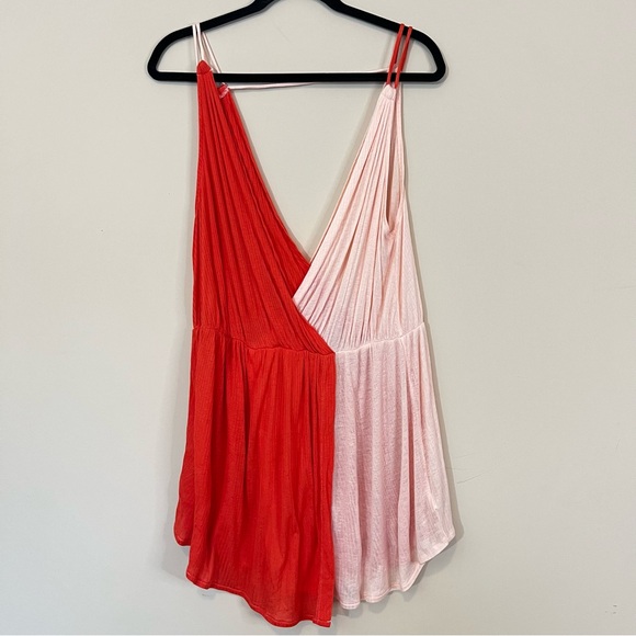 Free People Orange and Pink Tunic Length Drapey Tank Top EUC - Picture 3 of 6